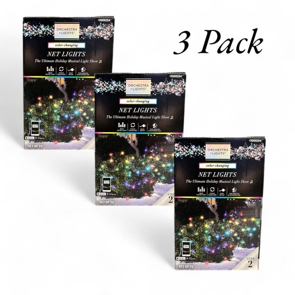 3 Pack Gemmy Orchestra of Lights LED Net Lights Multicolor Color Changing - Picture 1 of 6